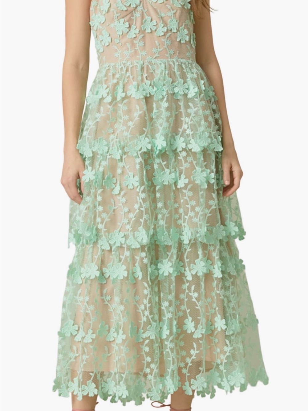 Endless Rose Mint Floral Tiered Lace Maxi Dress